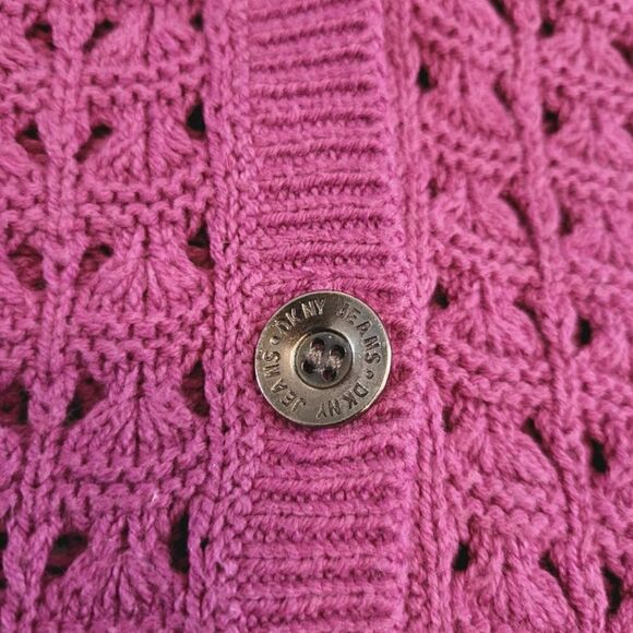 EC DKNY JEANS BUTTON UP CARDIGAN SZ. M - Picture 3 of 4